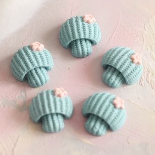 Кукольная миниатюра - Кабошон мятные грибочки, 2 см, 5 шт