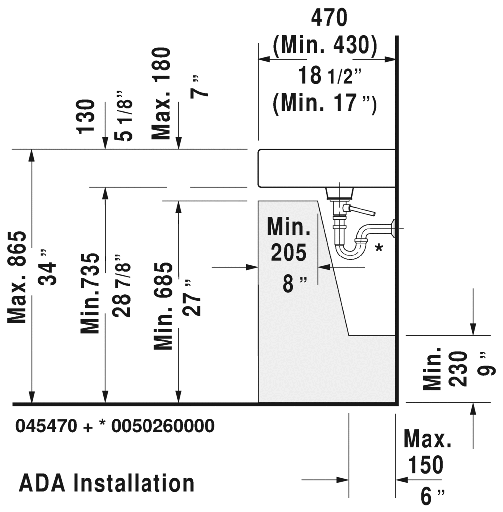 Раковина Duravit Vero подвесная/накладная 70х47 045470 схема 3