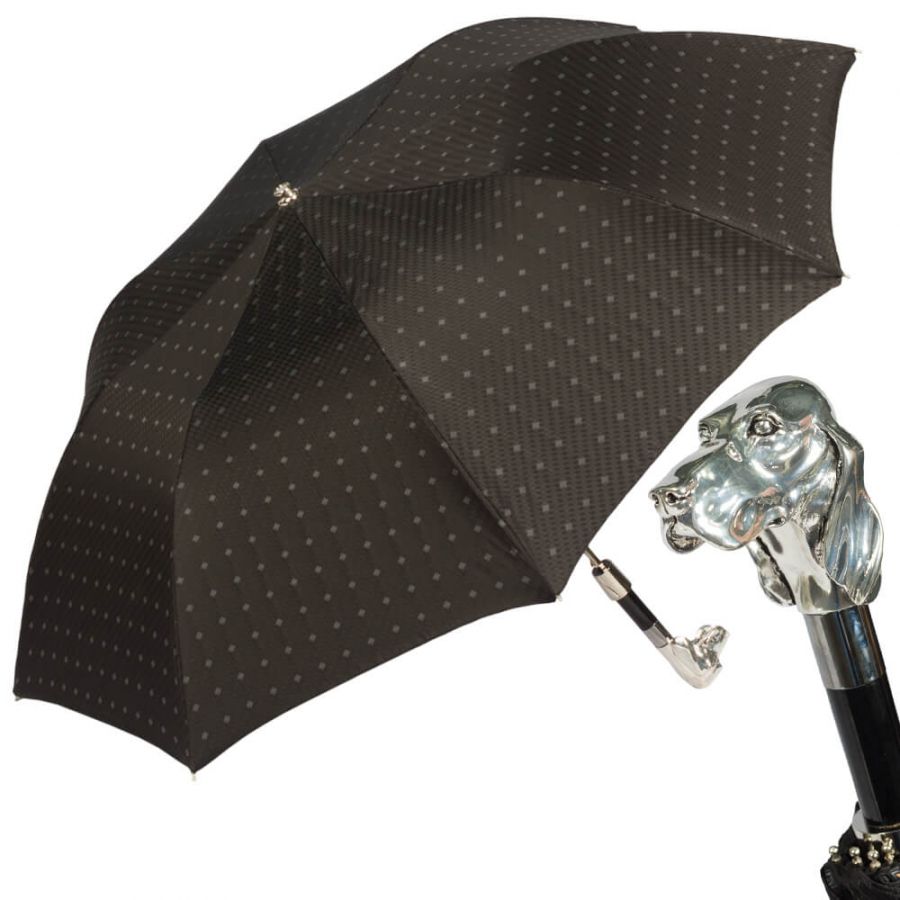Зонт складной Pasotti Auto Fido Silver Rombo Black