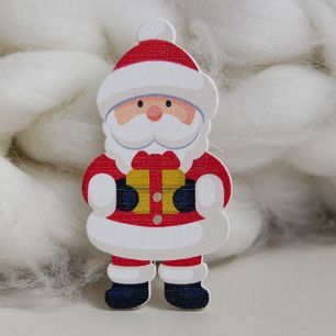 Деревянное украшение - Дед Мороз 7 см (5 шт)