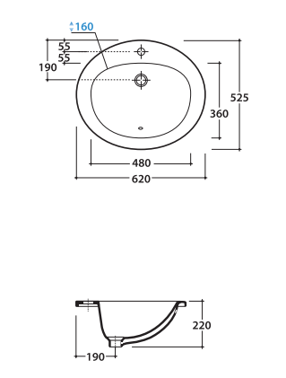 Раковина Globo Grace VA016 62 х 52.5 схема 1