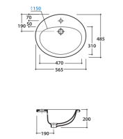 Раковина Globo Grace VA017 56 x 48.5 схема 1