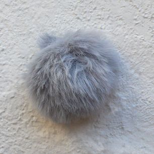 Меховой помпон - Серый, 5 см (5 шт.)