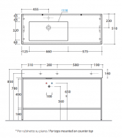 Globo Incantho мебель под раковину TL135 136х51 схема 2