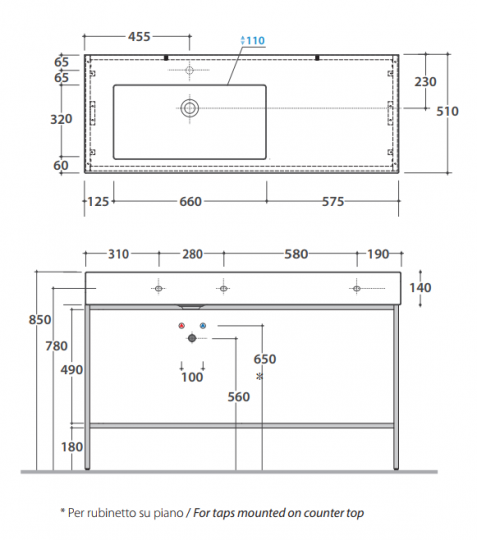 Globo Incantho мебель под раковину TL135 136х51 схема 2