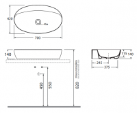 Раковина Azzurra Elegance/Circle ELLA070420C0 70 x 42 схема 1