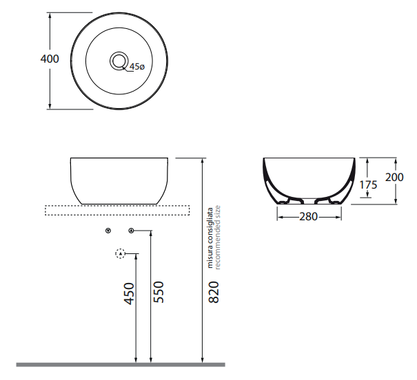 Раковина Azzurra Elegance/Circle ELLA040200C0 40 х 40 ФОТО