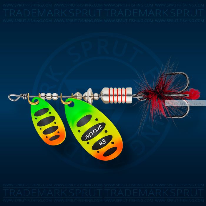 Блесна вращающаяся Sprut Alba Tandem Spinner №3 / 9 гр / цвет: FTL