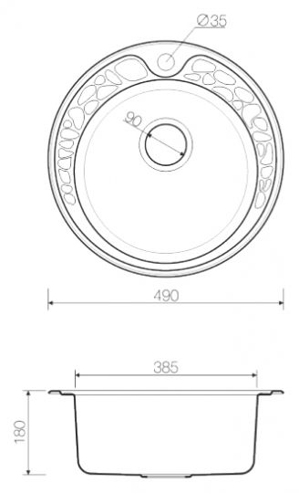 Кухонная мойка Omoikiri Tovada 49-1-AB латунь 49х18 см схема 3