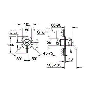 Гигиенический душ Grohe BauClassic 124434 схема 2