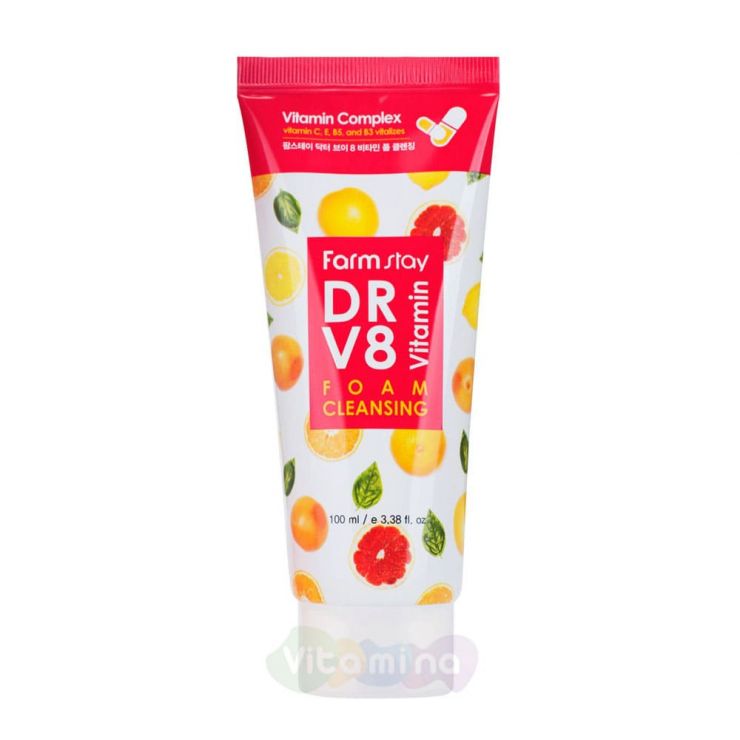 FarmStay Пенка для умывания с витаминным комплексом DR-V8 Vitamin Foam Cleansing, 100 мл