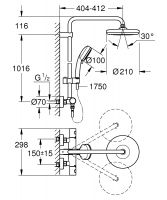 Душевая система Grohe Tempesta Cosmopolitan 210 27922001 (27922001) с термостатом для душа схема 2