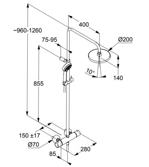 Душевая стойка с термостатом Kludi Logo Dual Shower System 6809205-00 ФОТО