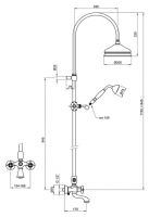Душевая система золотого цвета Webert Ottocento OT721208010 схема 1