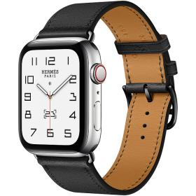 Часы Apple Watch Hermès Series 6 GPS + Cellular 44mm Silver Stainless Steel Case with Noir Swift Leather Single Tour