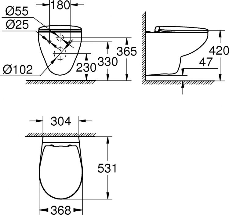 Инсталляция Grohe Solido Compact 39586000 с безободковым унитазом схема 4