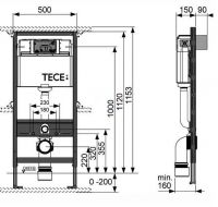 Инсталляция Tece с унитазом Roca Dama Senso 346517000 схема 3