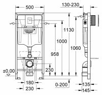 Инсталляция Grohe с унитазом Roca Meridian-N Compact и выходом в стену 346248000 схема 3