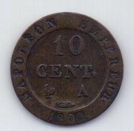 10 сантимов 1809 Франция AUNC Наполеон I