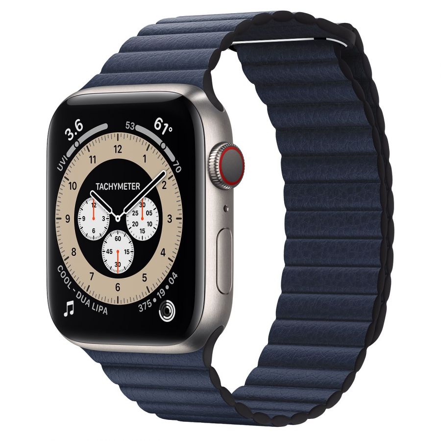 Часы Apple Watch Edition Series 6 GPS + Cellular 44mm Titanium Case with Diver Blue Leather Loop