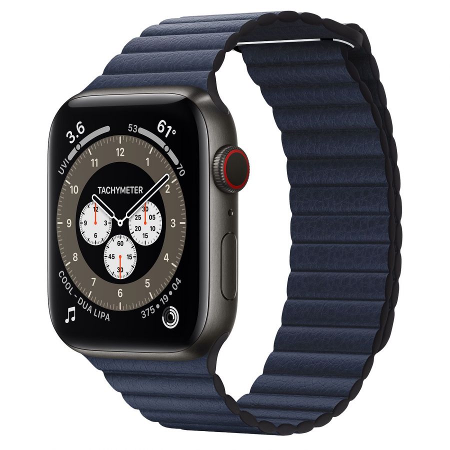 Часы Apple Watch Edition Series 6 GPS + Cellular 44mm Space Black Titanium Case with Diver Blue Leather Loop