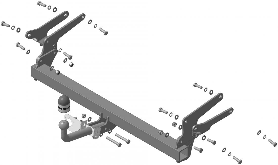Фаркоп с оцинкованным шаром Toyota RAV4 2019- крепление шара на двух болтах