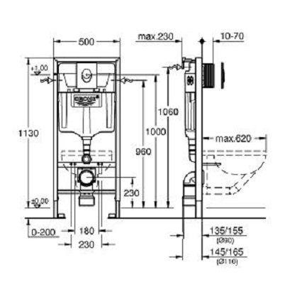 Инсталляция для подвесного унитаза 3 в 1 Grohe Rapid SL 38722001 схема 2