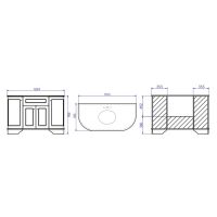 Тумба с раковиной Tiffany World York YOR4130-PO+S53 bi 129*58*86 схема 2