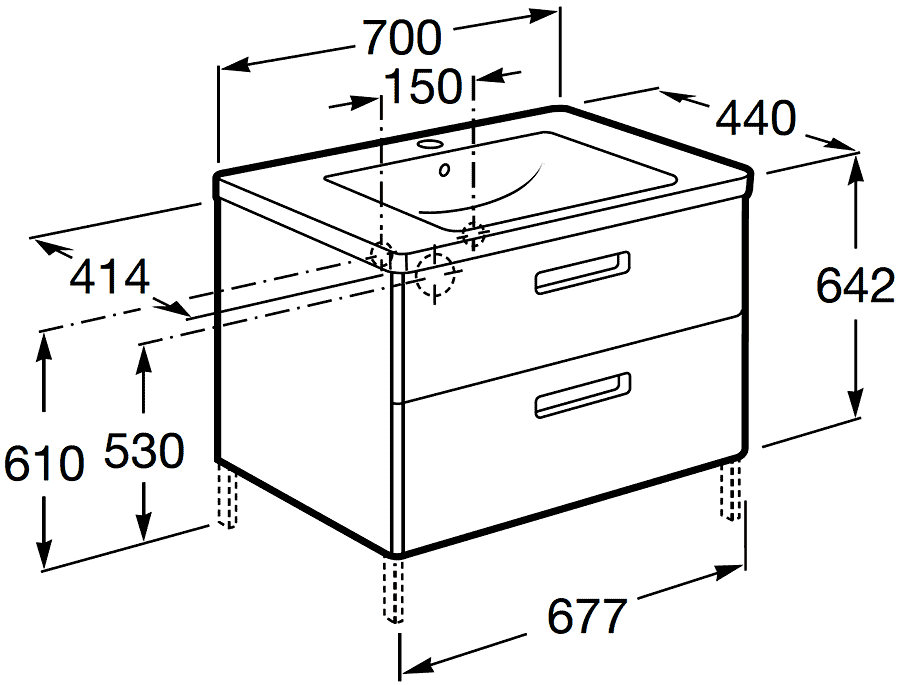 Тумба под раковину Roca Gap 70 zru9302741 схема 3