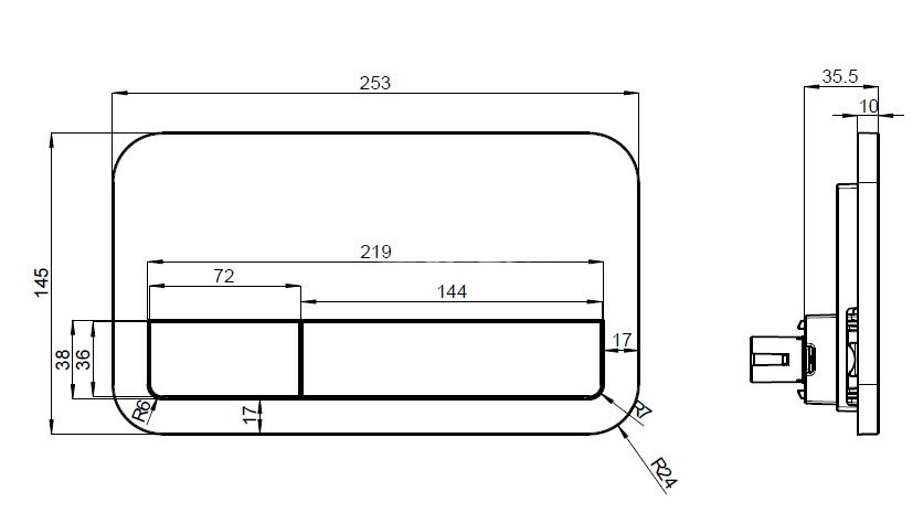 Клавиша смыва Villeroy&Boch ViConnect 92249068 схема 2