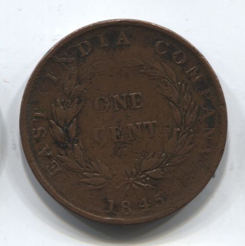 1 цент 1845 Стрейтс Сетлментс