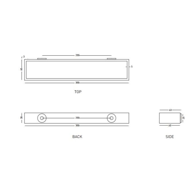 Полотенцедержатель прямоугольный Cielo Accessories ACPR30 30х6 схема 1