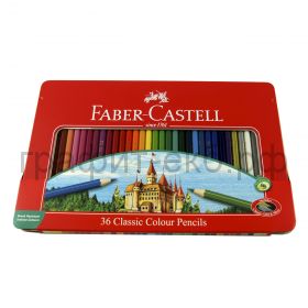 Карандаши цв.36цв.Faber-Castell Замок (жесть) 115886