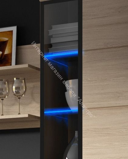 Шкаф-витрина "Кёльн" 1960 Белый Аляска/ Белый глянец, Дуб Сонома