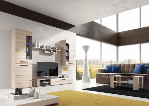 Шкаф-витрина "Кёльн" 1960 Белый Аляска/ Белый глянец, Дуб Сонома