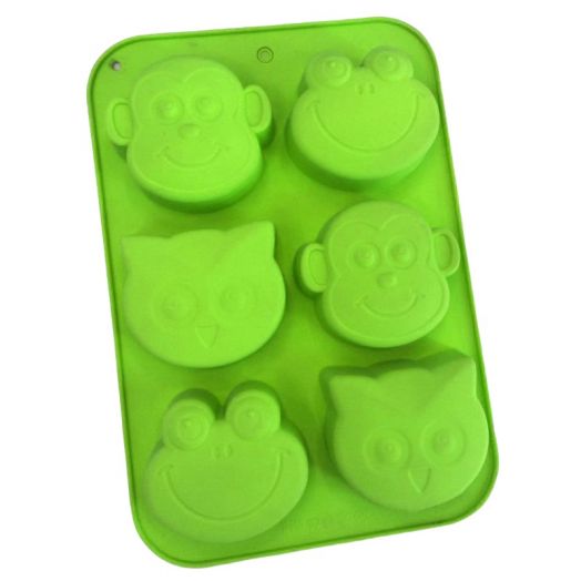 Силиконовые формы для выпечки (обезьяна, лягушка, сова), 6 ячеек, цвет Зелёный