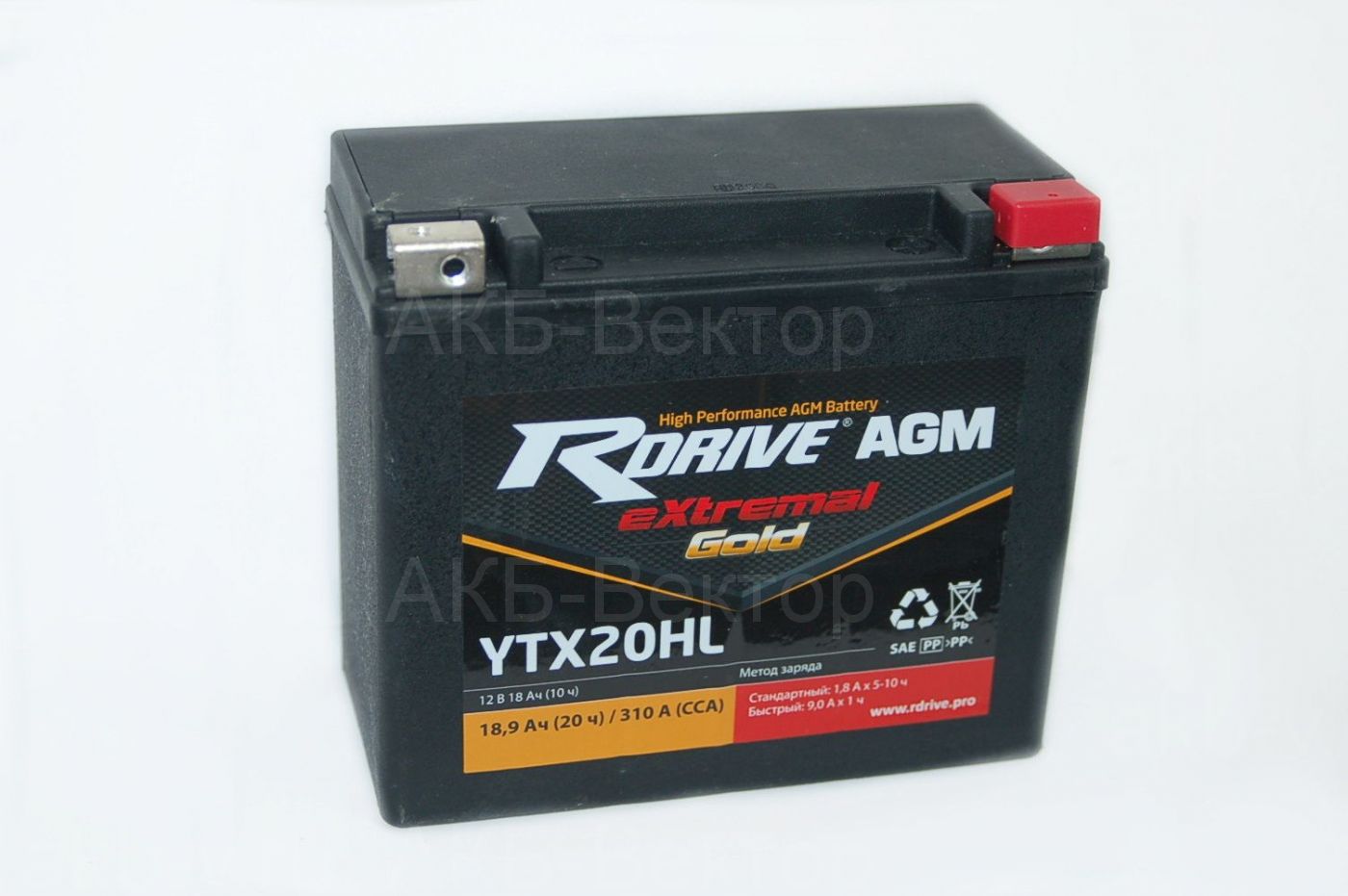 АКБ Rdrive eXtremal Gold GEL YTX20HL 18Ач (Nano-Gel)