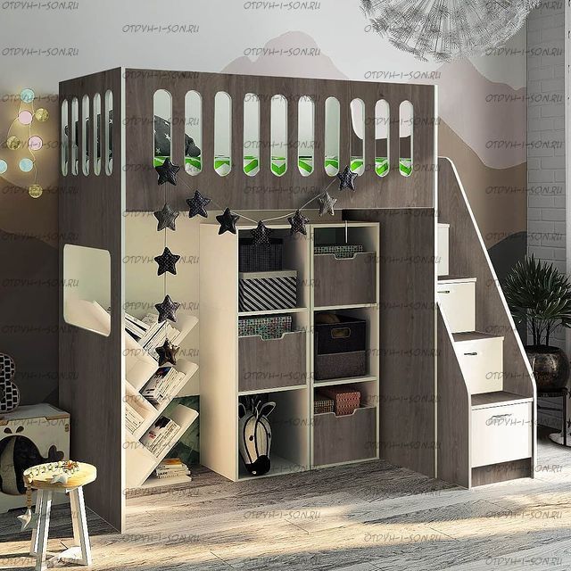 Кровать-чердак с нишей Сказка ДС-27/1