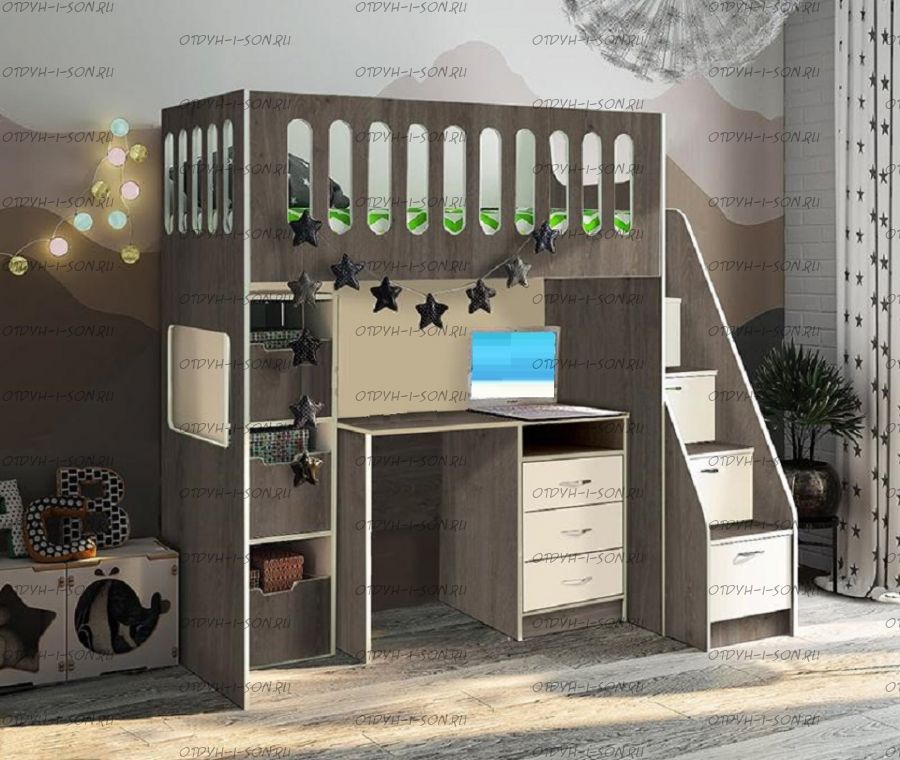 Кровать-чердак со столом Сказка ДС-27/2