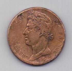 10 сантимов 1827 Французские колонии в Америке AUNC