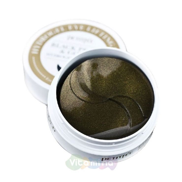 Petitfee Гидрогелевые патчи для век с чёрным жемчугом Black Pearl & Gold Hydrogel Eye Patch