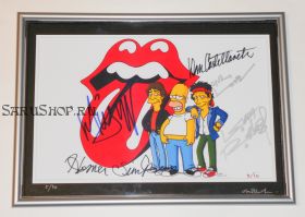 Автографы: Мик Джаггер, Кит Ричардс, Дэн Кастелланета. Симпсоны. The Rolling Stones