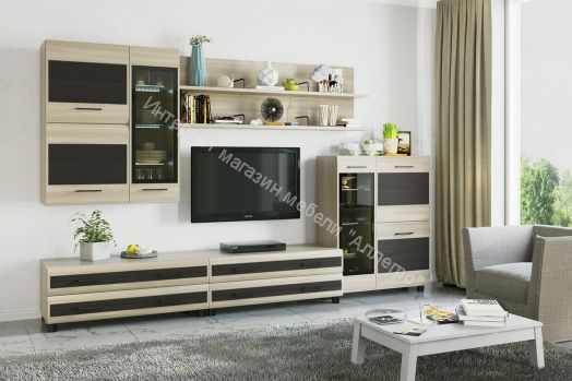 Гостиная КАМЕЛИЯ 6 Ясень Асахи-комбинированный