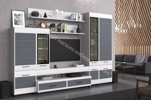 Гостиная КАМЕЛИЯ 2 Снежный Ясень серый