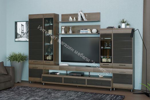 Гостиная КАМЕЛИЯ 3 Гикори Джексон темный комбинированный