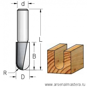 Фреза канавочная полукруглая удлиненная WPW 19 x 32 x 70 x 12 R9.5 RBL1902