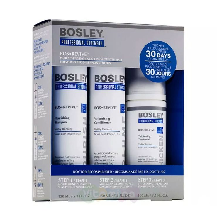 BOSLEY Набор для истонченных неокрашенных волос (ШАМПУНЬ,КОНДИЦИОНЕР,УХОД) BOS REVIVE STARTER PACK FOR VISIBLY THINNING NON COLOR-TREATED HAIR