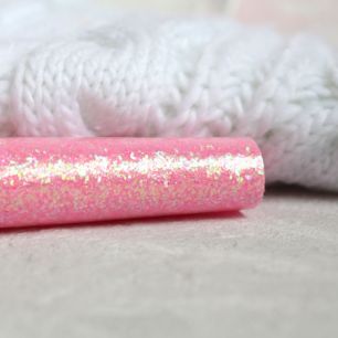 Экокожа для кукольных ботиночек с перламутровыми блестками - Розовый 30х20