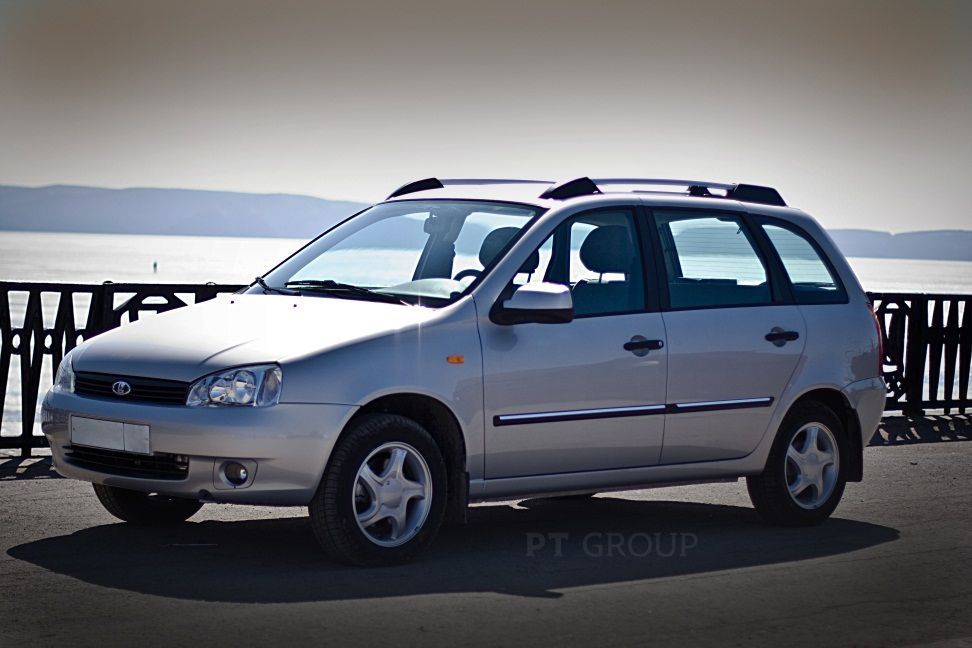 Рейлинги (Серебристый муар) (под крышу с "ребром") "Усиленный" LADA Kalina Универсал 2004-2013 (01170705)