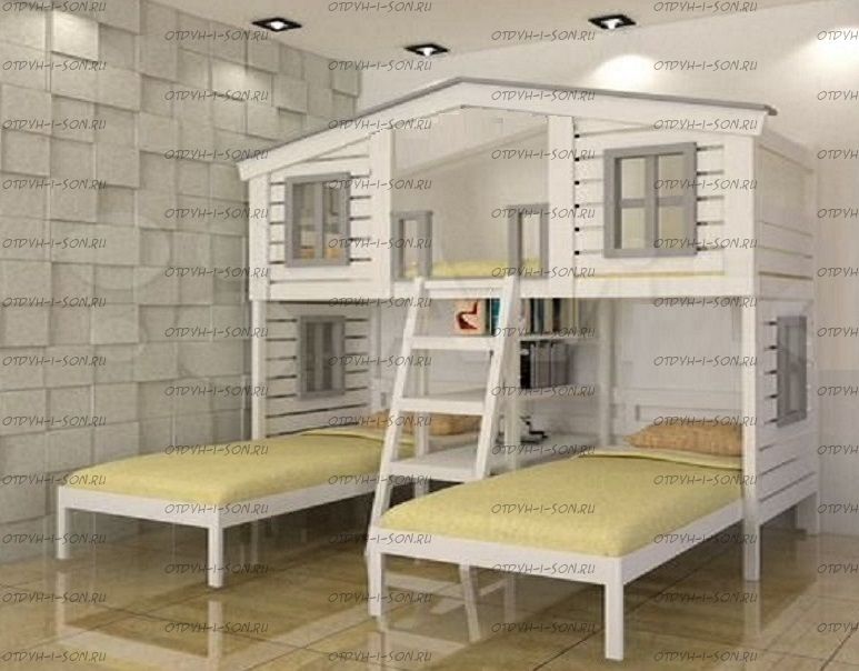 Кровать трехъярусная домик Roof Fantazy №24